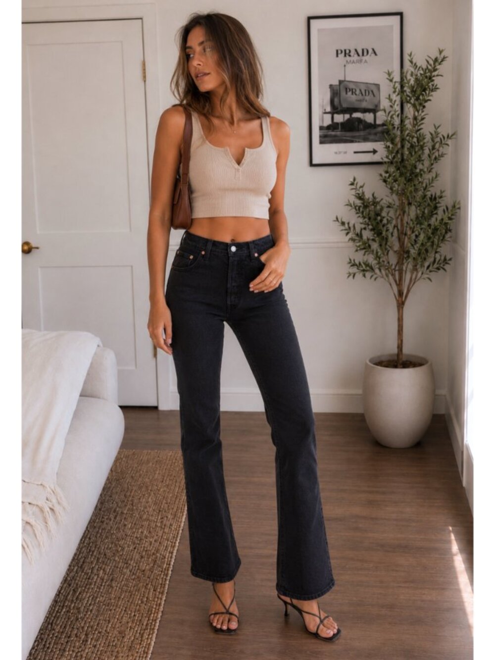 Levi’s Premium Ribcage Boot Jeans 25x31 Black Bayou Big E $108
